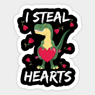 I Steal Hearts Valentines Day T-Rex Sticker